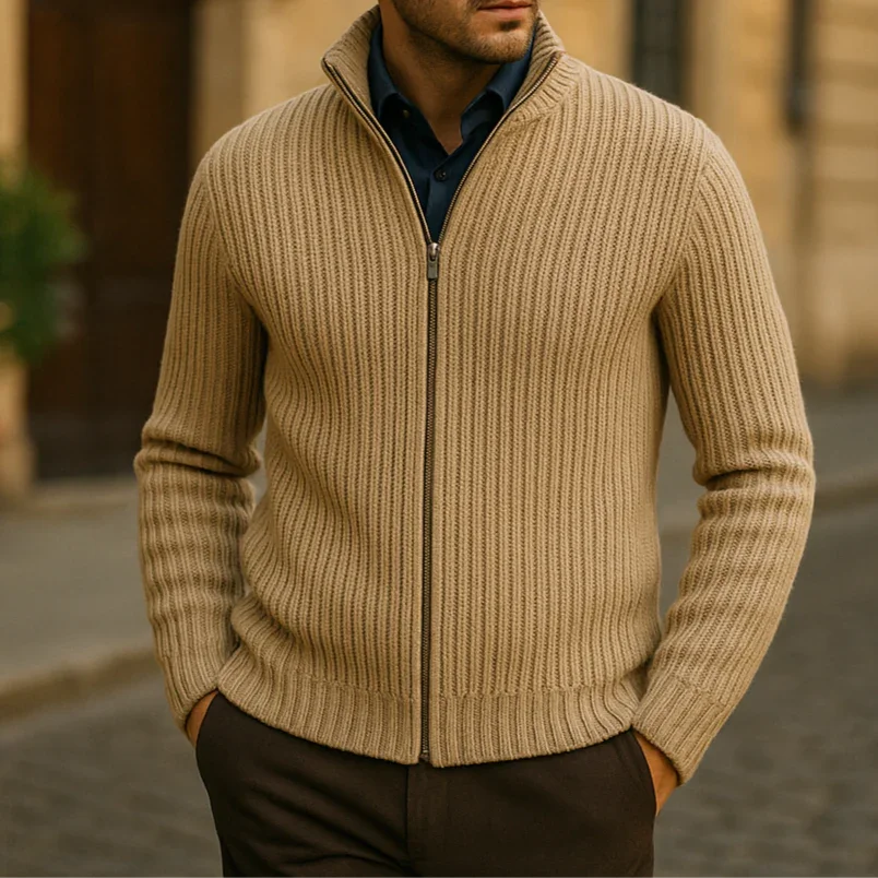 Men's Knitted Zip-Up Cardigan