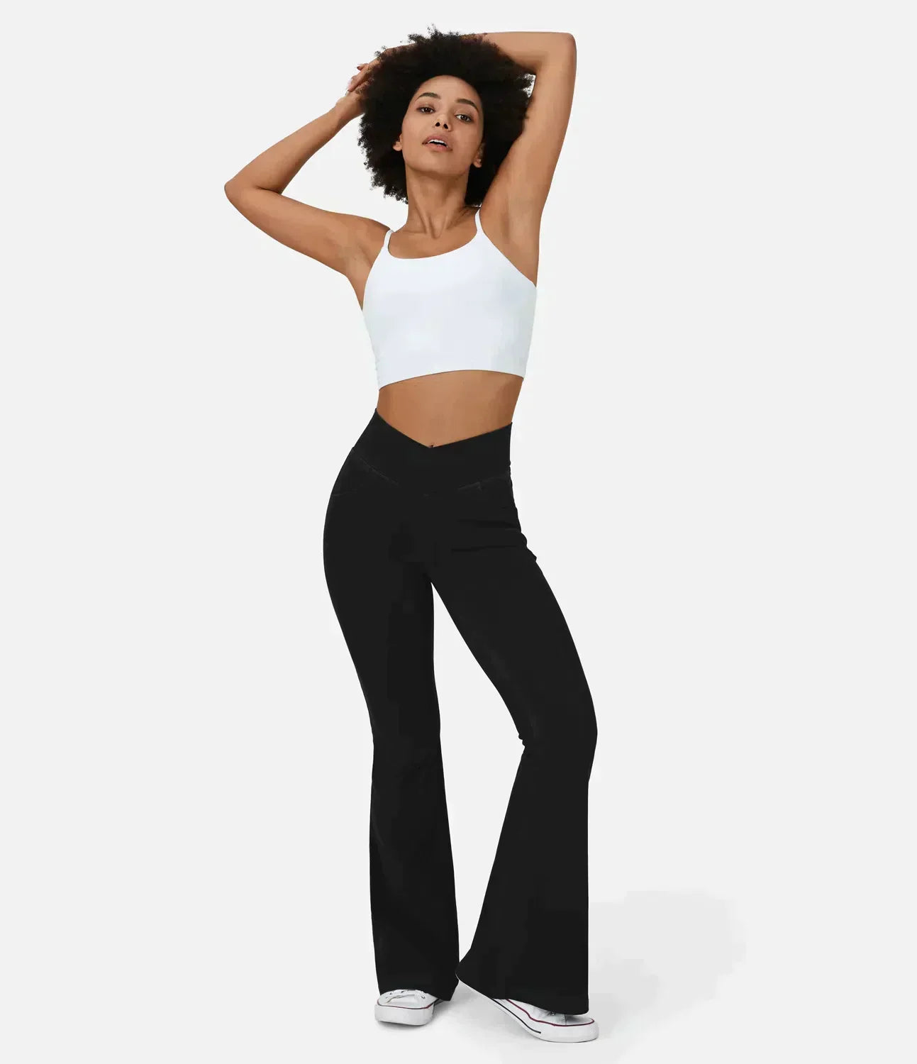 Women's High Waist Flared Jeans with Elasticated Waistband