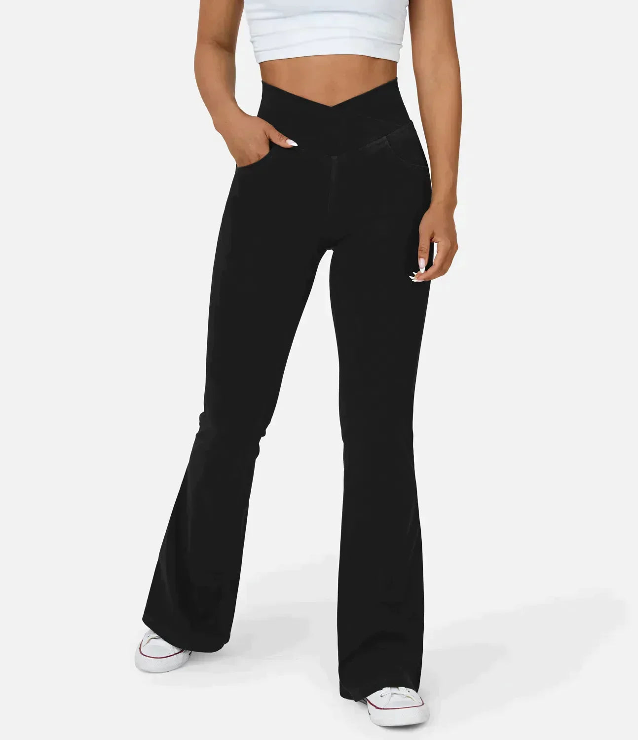 Women's High Waist Flared Jeans with Elasticated Waistband