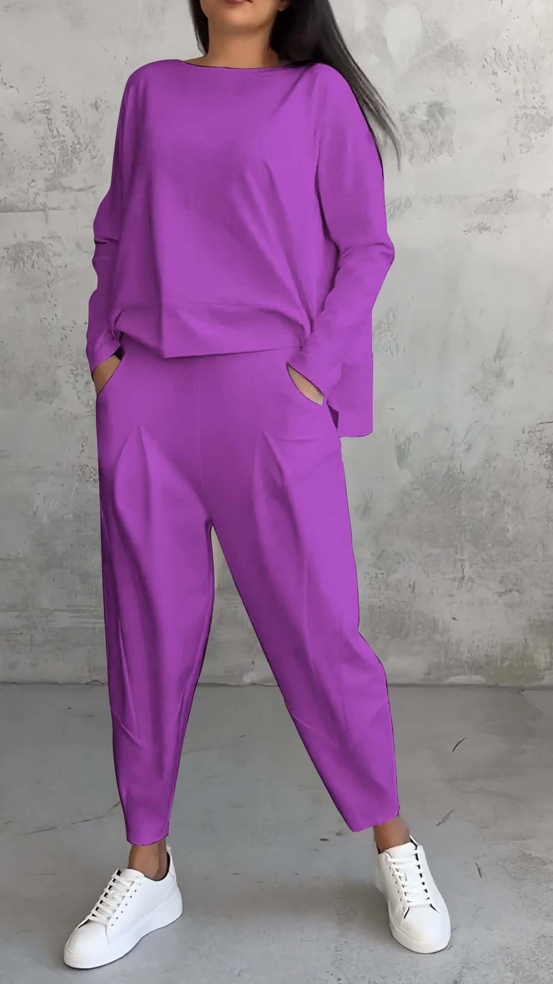 Women's Casual Chic Harem Pants Set with Irregular Long-Sleeve Top