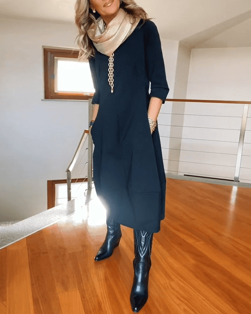 Women's Midi Dress with Pleats