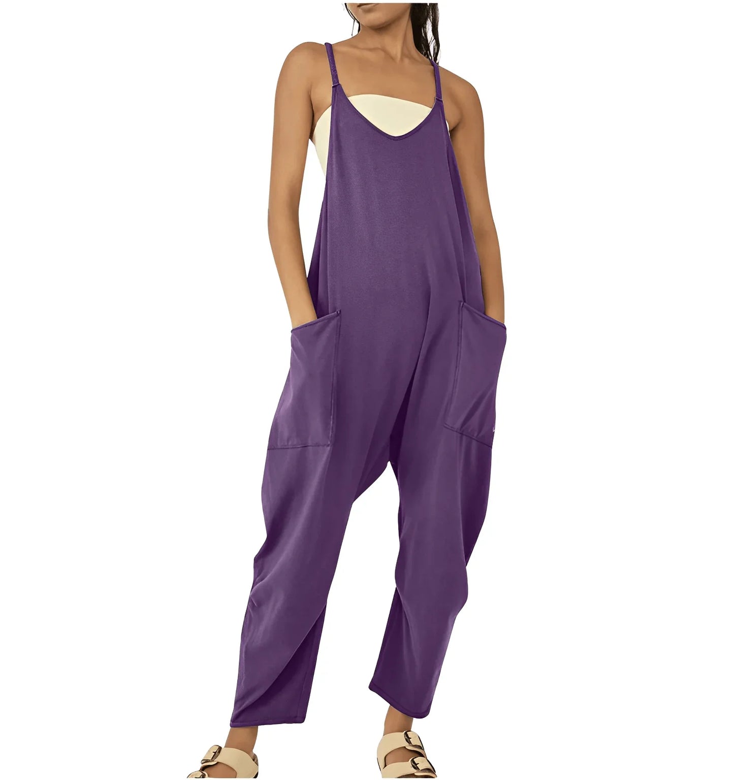 Women's Casual Jumpsuit Sleeveless with Pockets
