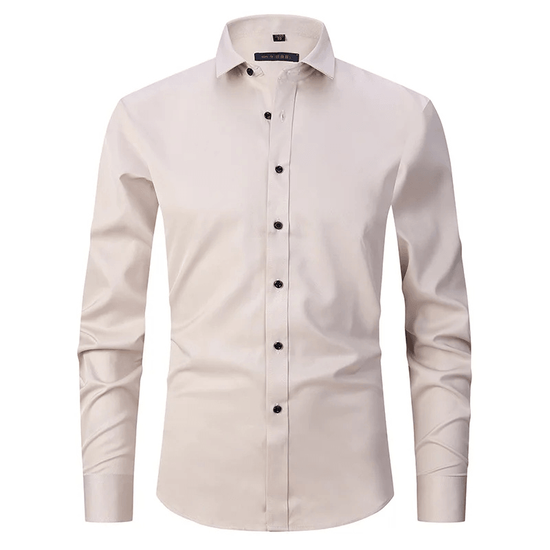 Men's Long Sleeve Slim Fit Shirt with Contrast Buttons