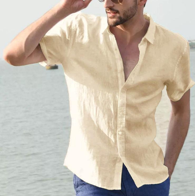 Men’s Short Sleeve Linen Blend Casual Shirt