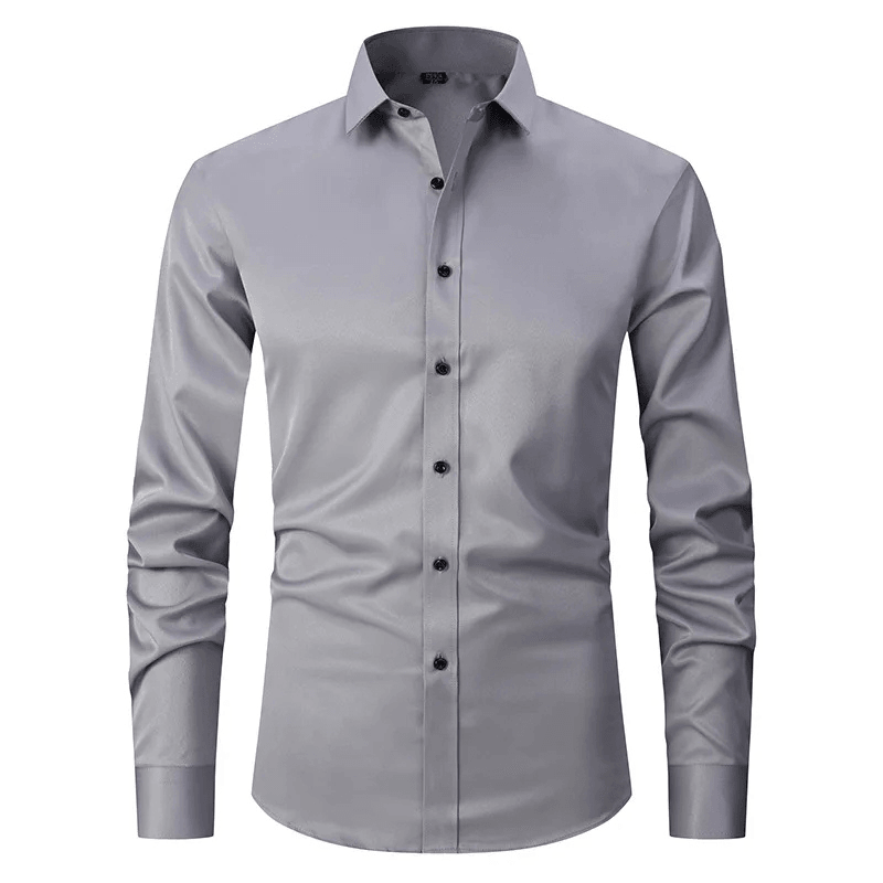 Men's Long Sleeve Slim Fit Shirt with Contrast Buttons