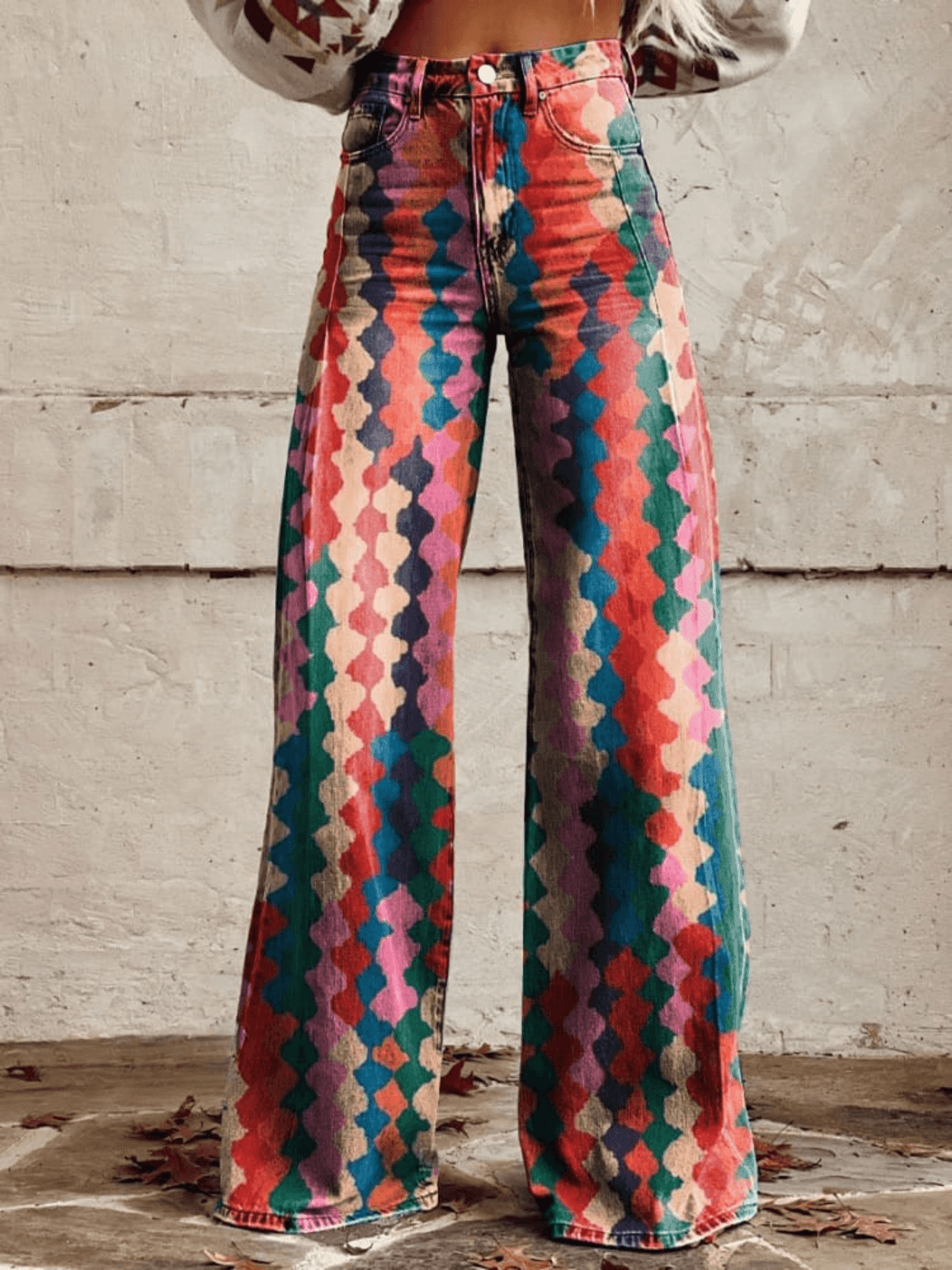 Women's Wide-Leg Pants Geometric Pattern