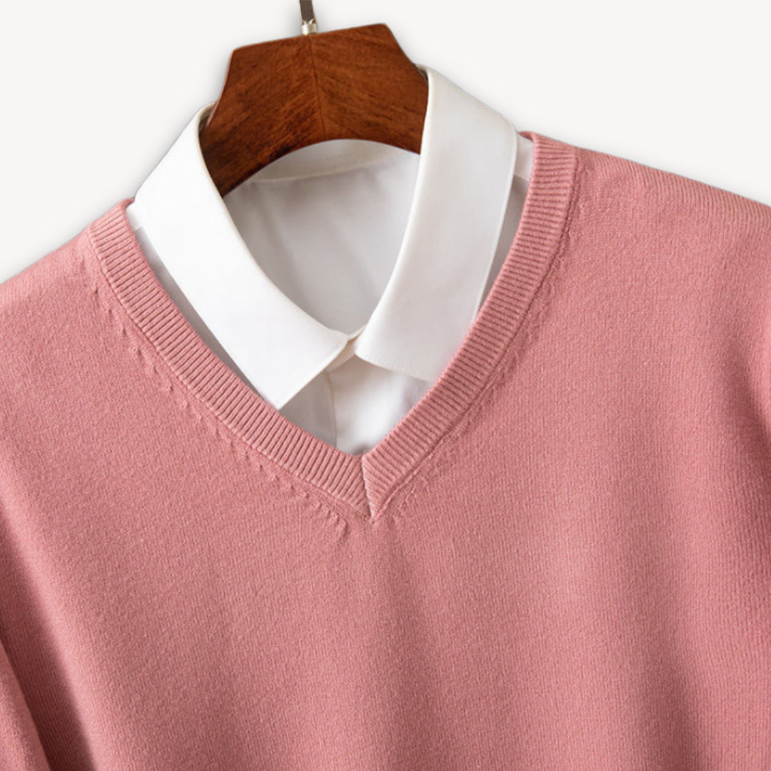 Men's V-Neck Cashmere Sweater - Slim Fit, Soft & Lightweight, Casual & Formal Wear