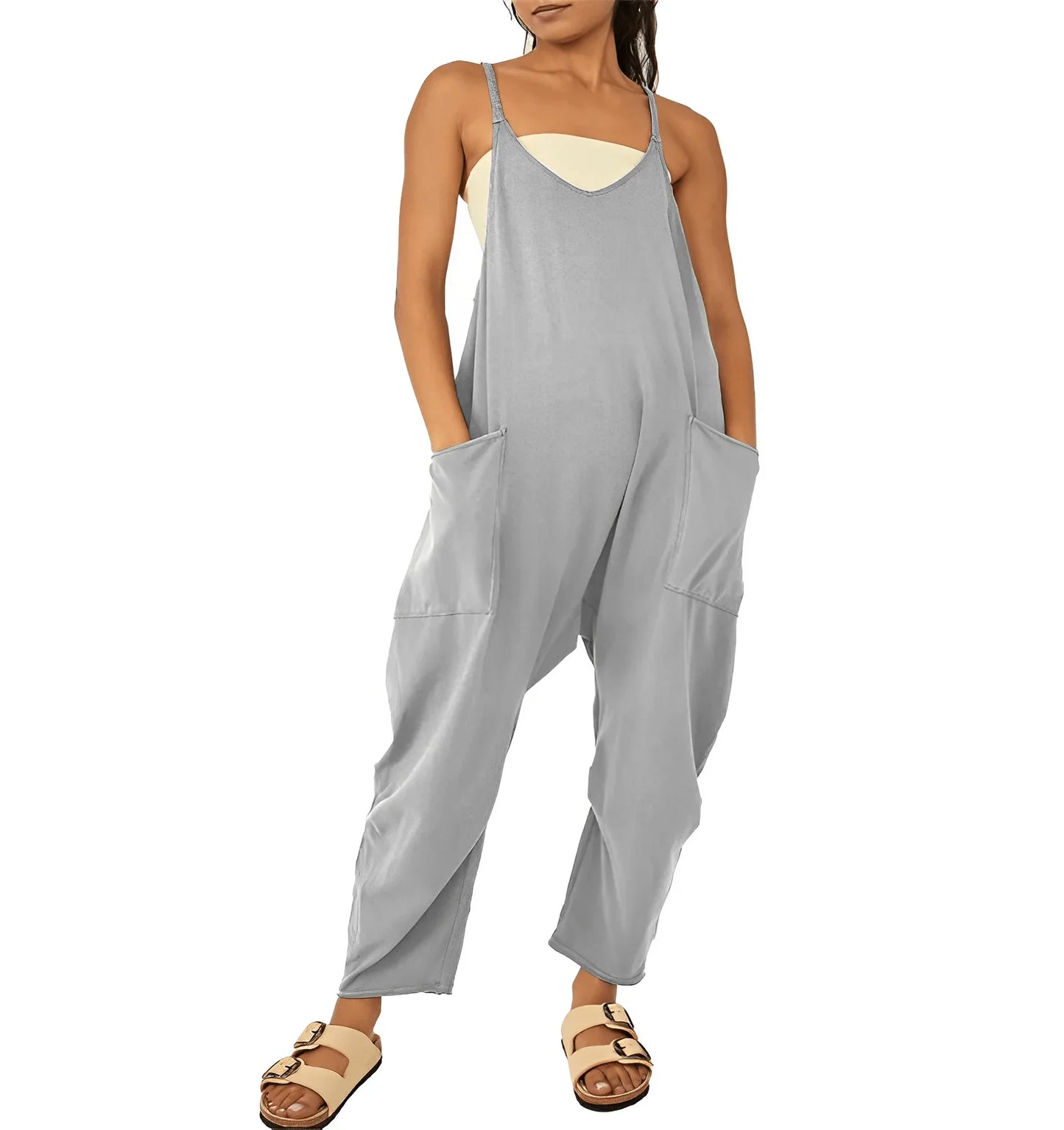 Women's Casual Jumpsuit Sleeveless with Pockets