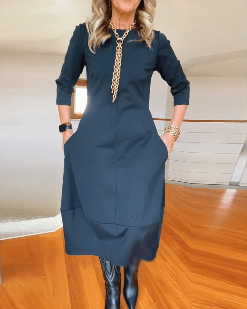Women's Midi Dress with Pleats