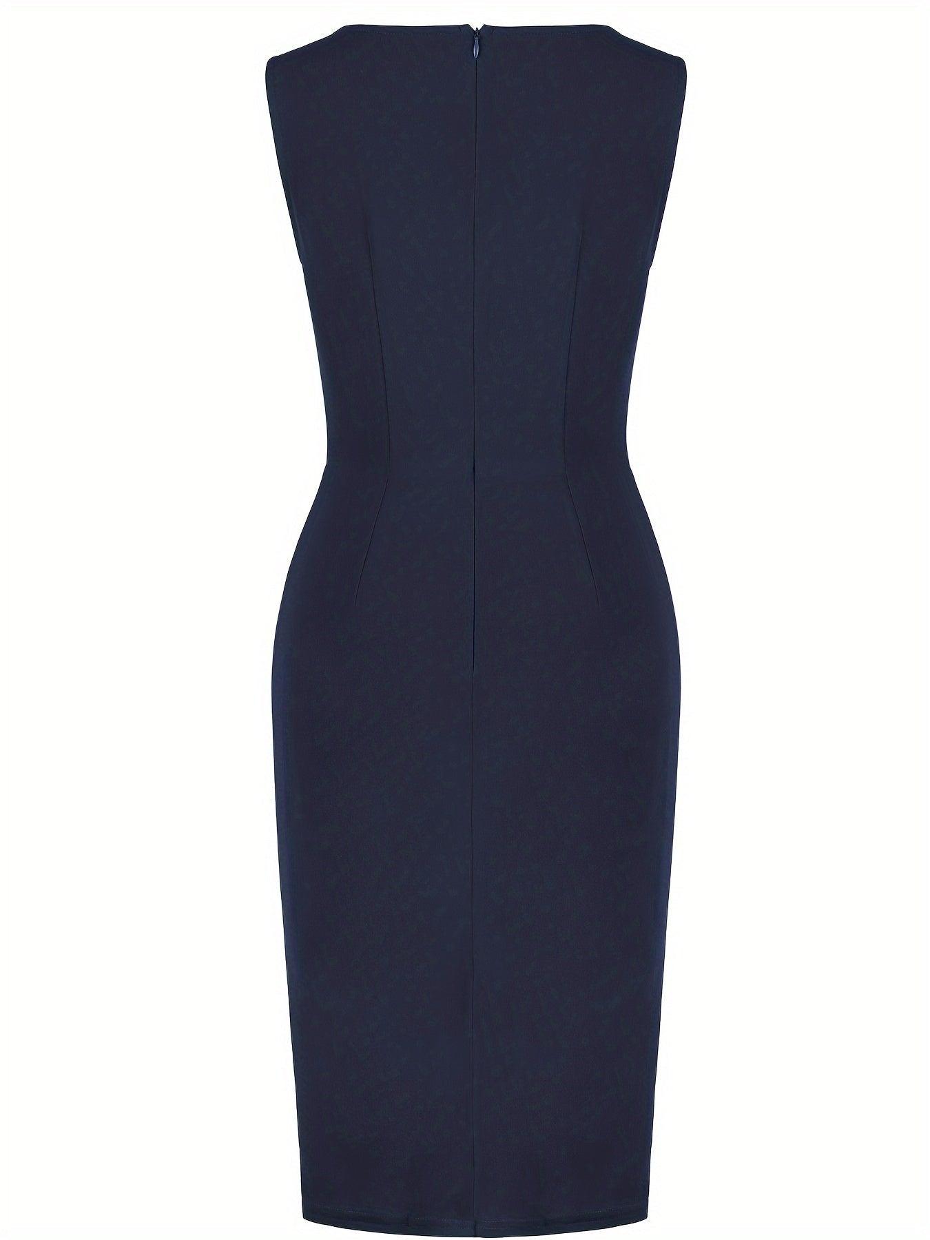 Women's Pencil Dress Stretch Knit Asymmetrical Hem
