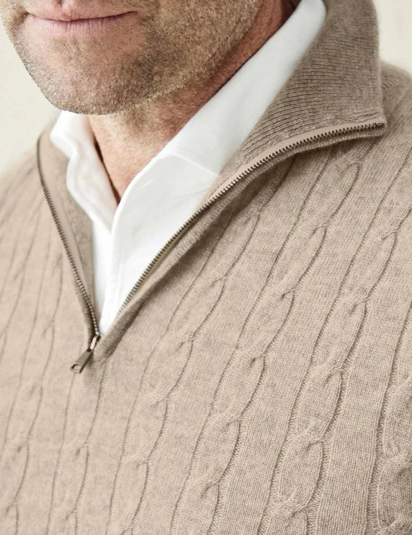 Men's Zipper Sweater Cable Knit