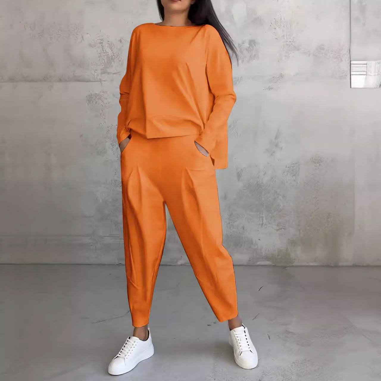 Women's Casual Chic Harem Pants Set with Irregular Long-Sleeve Top