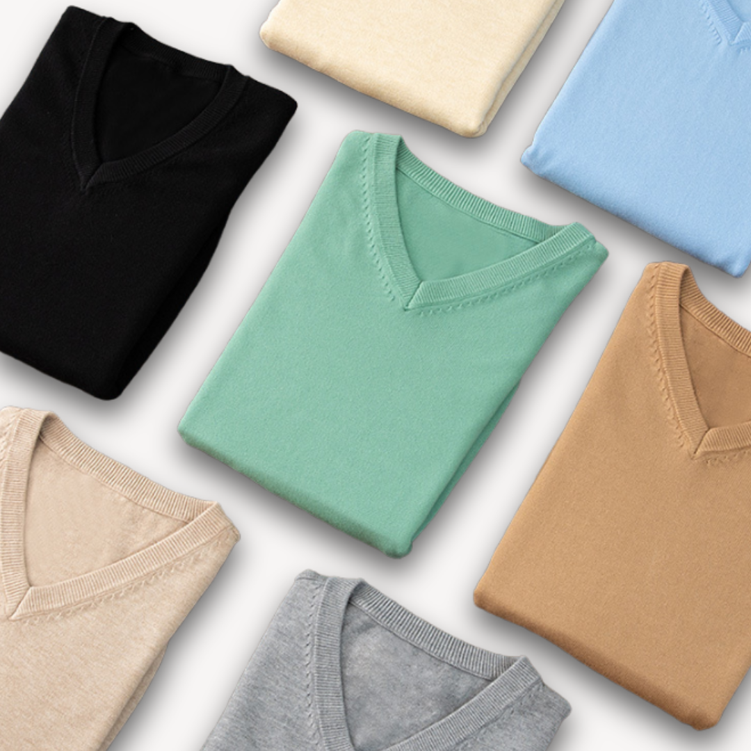 Men's V-Neck Cashmere Sweater - Slim Fit, Soft & Lightweight, Casual & Formal Wear
