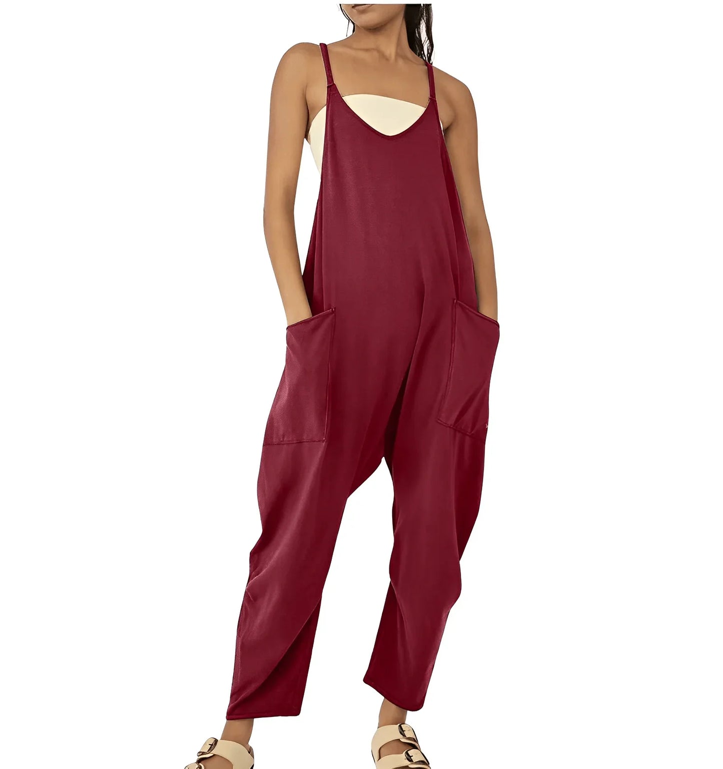 Women's Casual Jumpsuit Sleeveless with Pockets