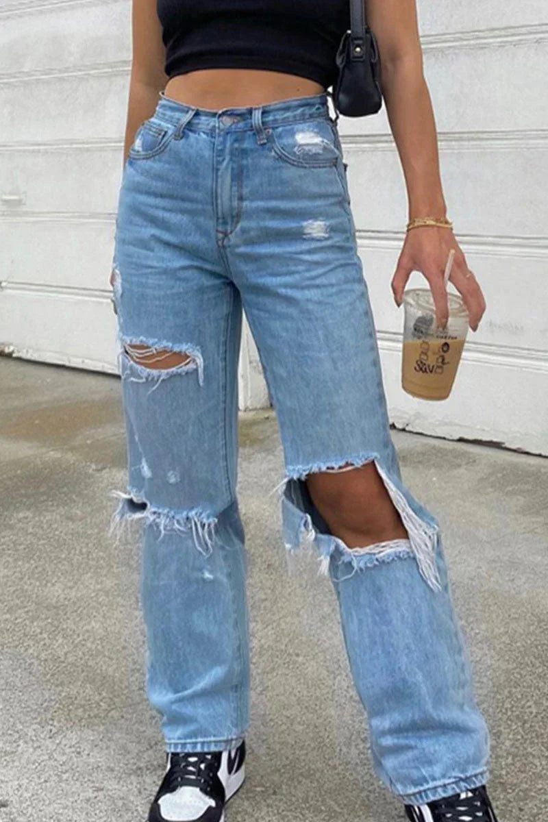 Women's Ripped High Waist Jeans