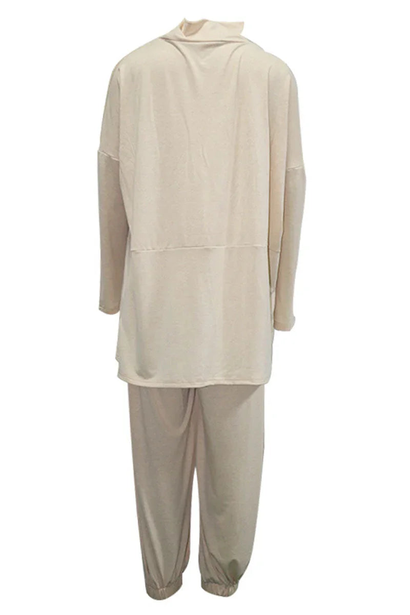 Women's Oversized Sweatshirt & Elastic Waist Trousers Cotton Loungewear Set
