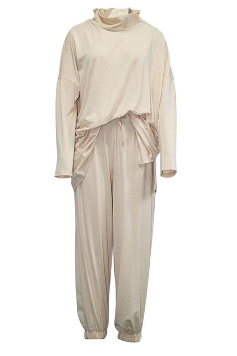 Women's Oversized Sweatshirt & Elastic Waist Trousers Cotton Loungewear Set