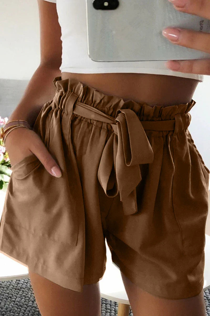 Women's Casual Plain Shorts With Belt
