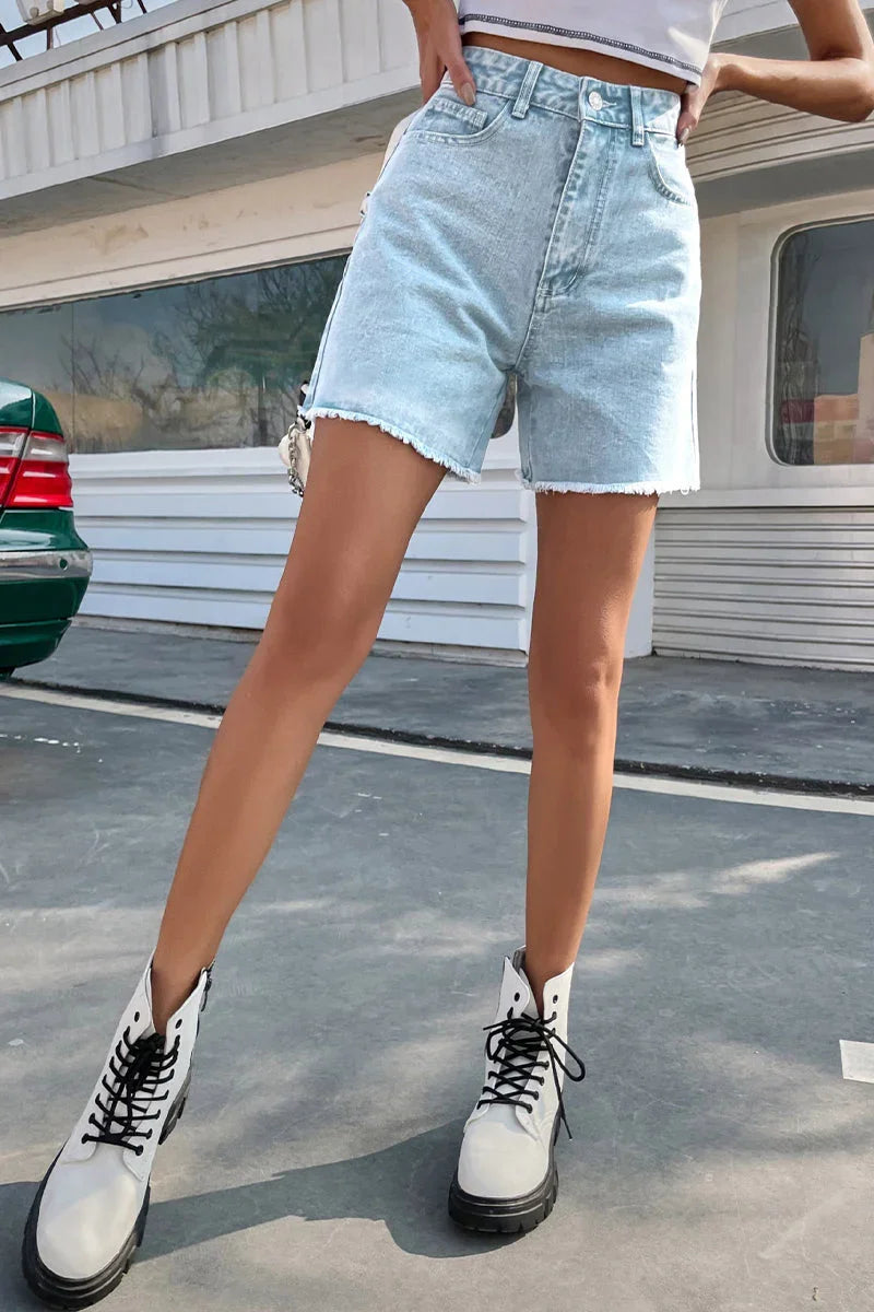 Women's French Denim Shorts Raw Hem