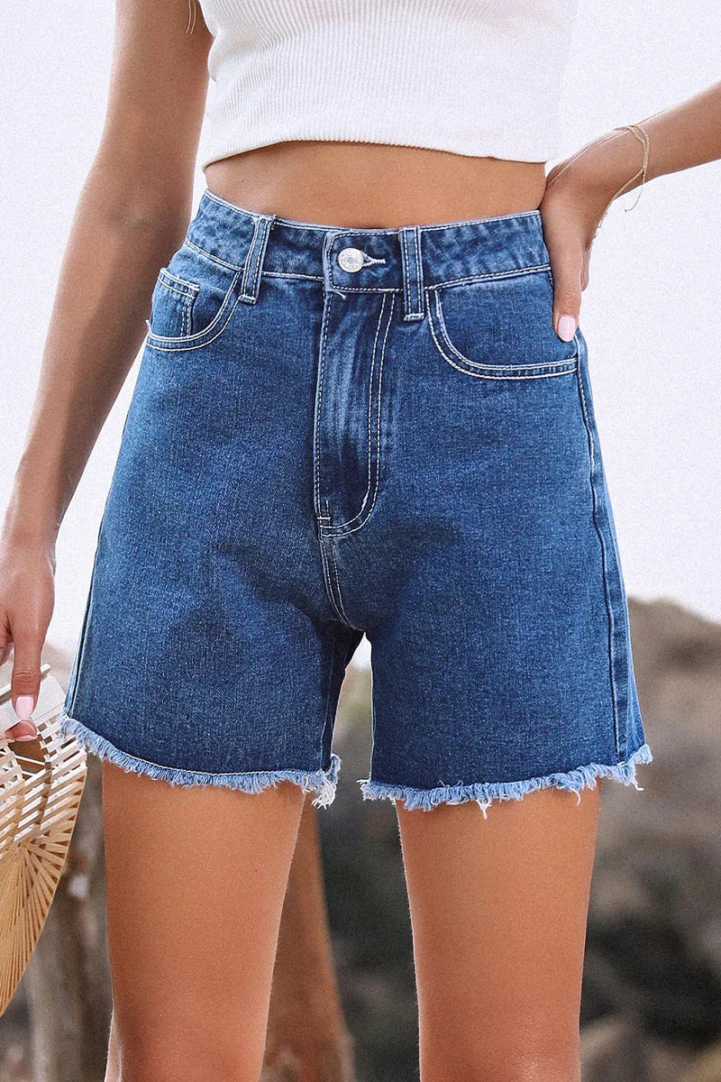 Women's French Denim Shorts Raw Hem