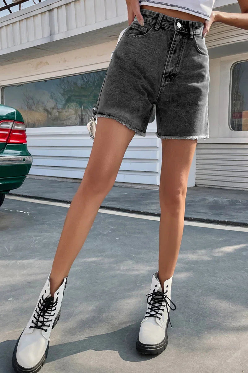 Women's French Denim Shorts Raw Hem