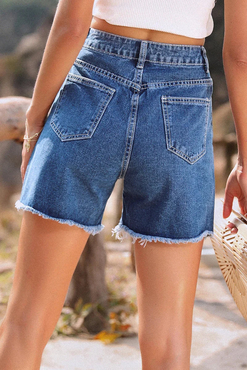 Women's French Denim Shorts Raw Hem