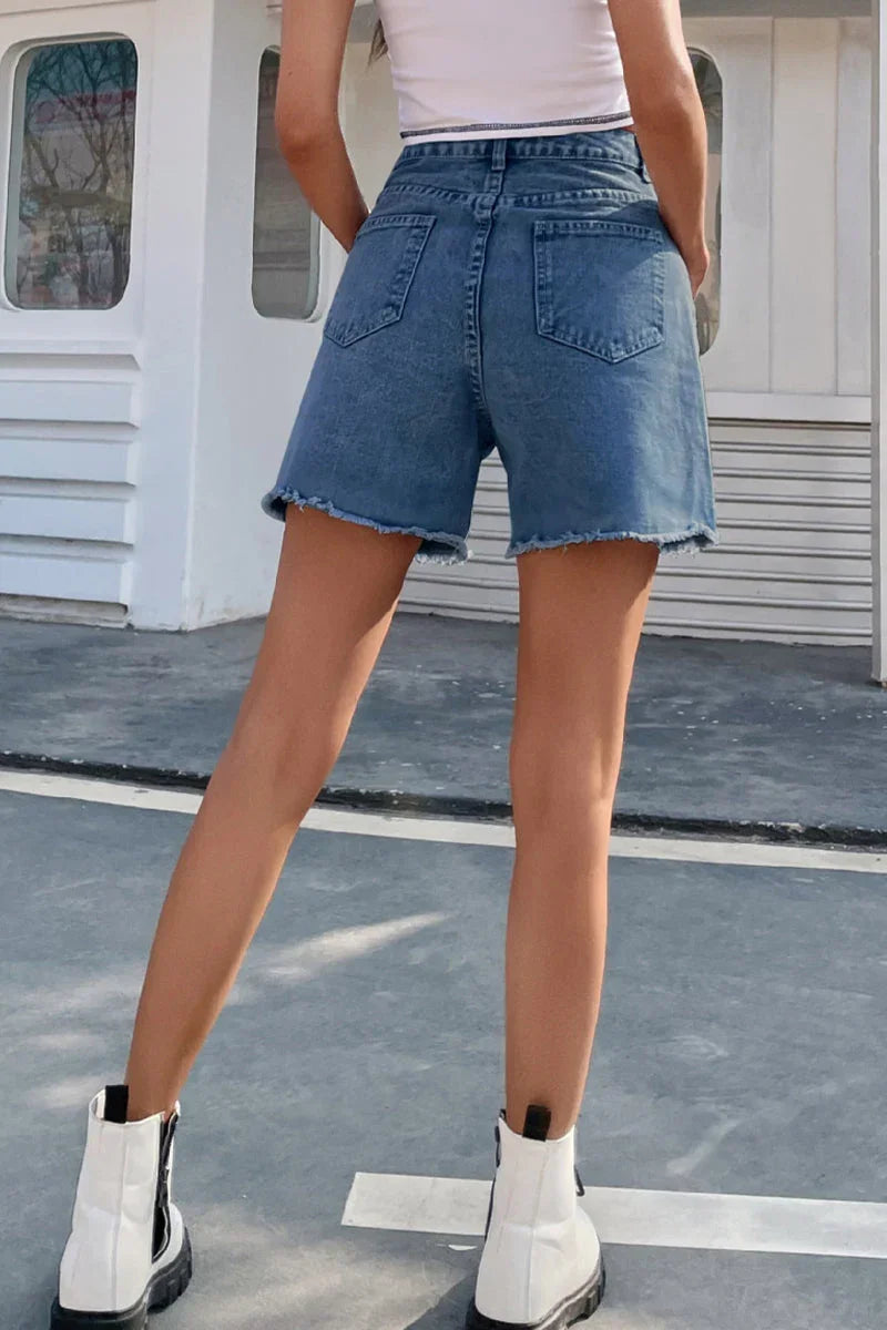 Women's French Denim Shorts Raw Hem