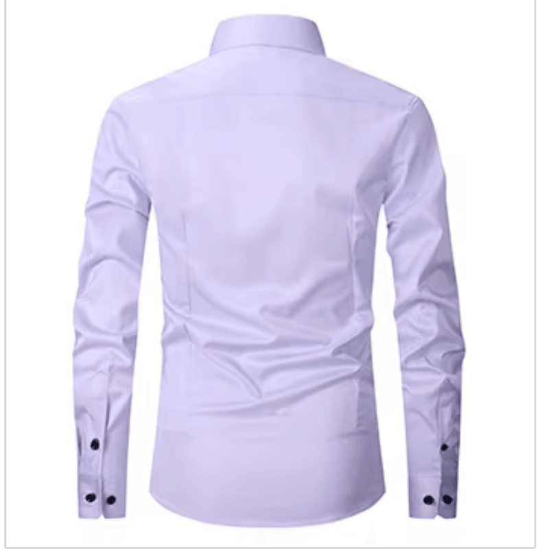 Men's Long Sleeve Slim Fit Shirt with Contrast Buttons