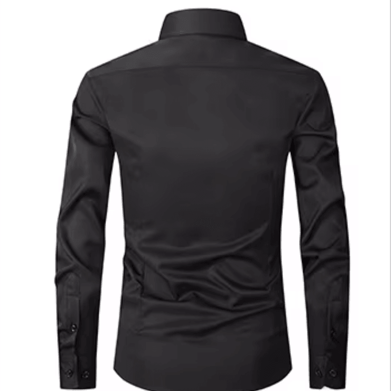Men's Long Sleeve Slim Fit Shirt with Contrast Buttons