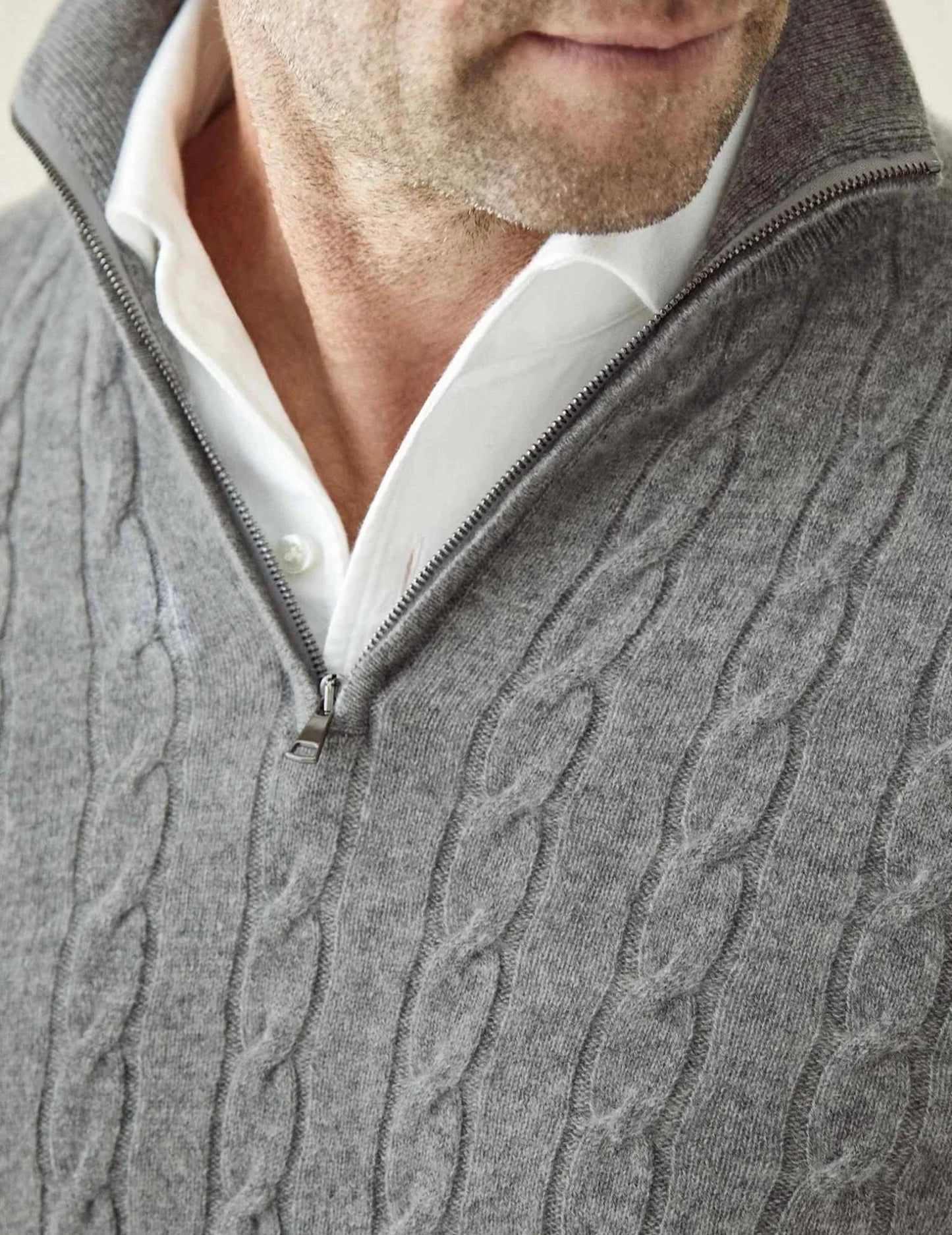 Men's Zipper Sweater Cable Knit