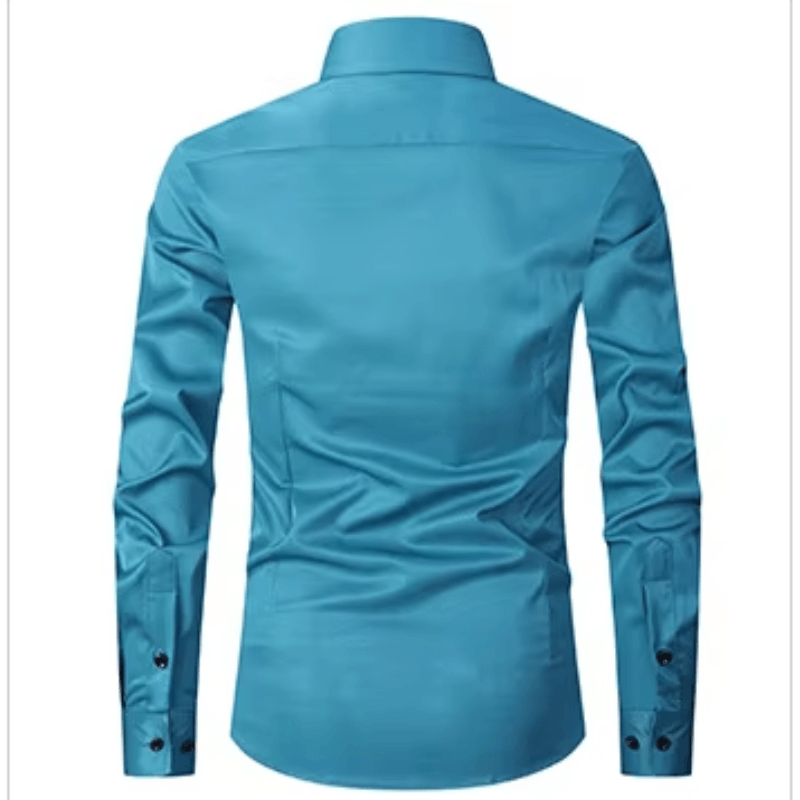 Men's Long Sleeve Slim Fit Shirt with Contrast Buttons