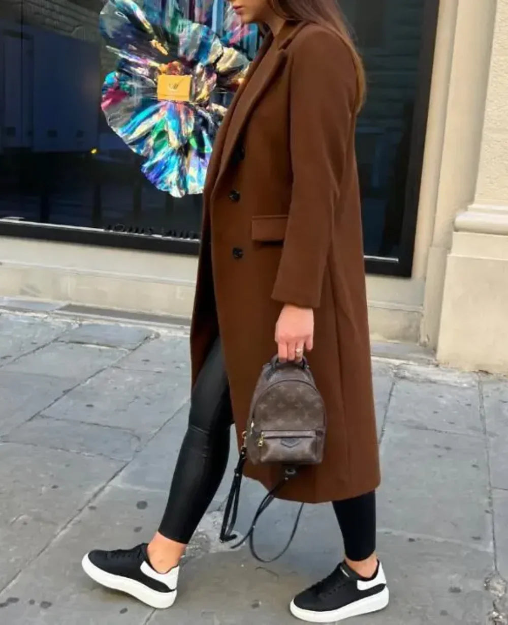 Women's Long Trenchcoat Elegant Fitted