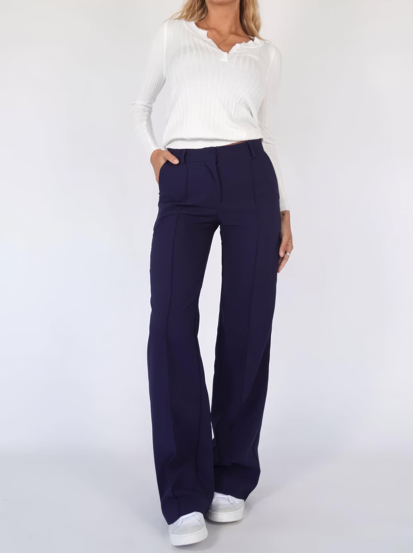 Women's Wide-Leg Trousers High-Waisted Tailored Fit Full Length