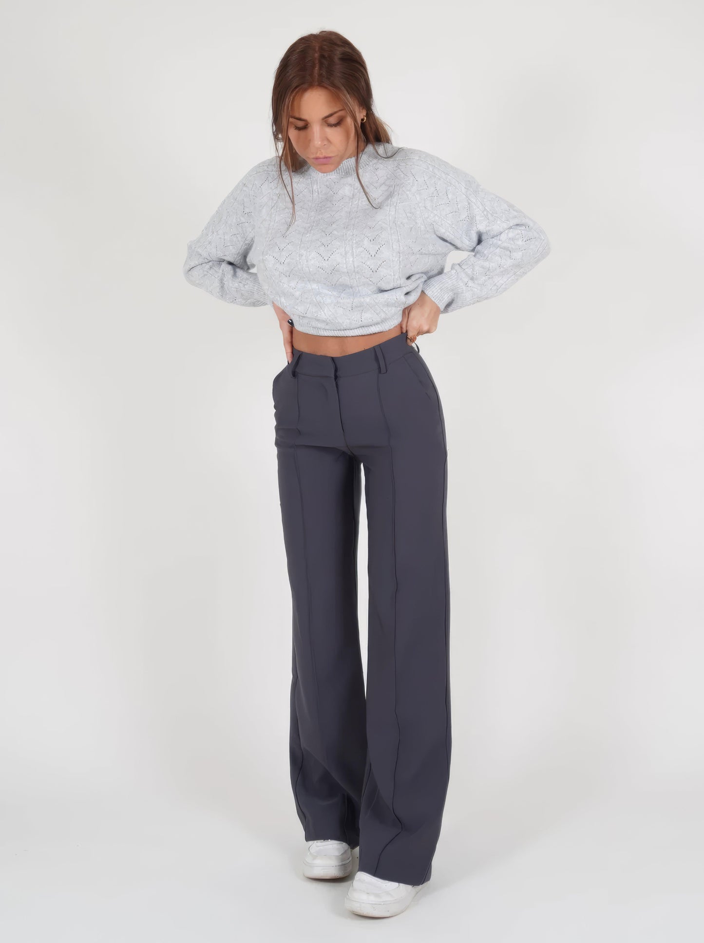 Women's Wide-Leg Trousers High-Waisted Tailored Fit Full Length