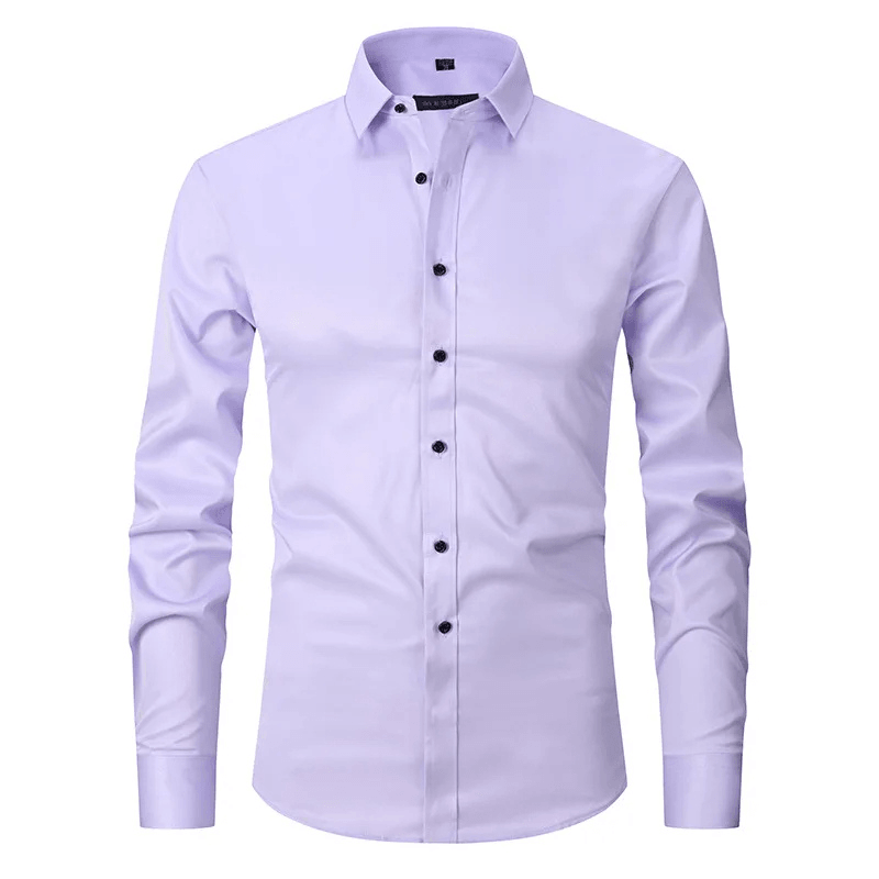 Men's Long Sleeve Slim Fit Shirt with Contrast Buttons