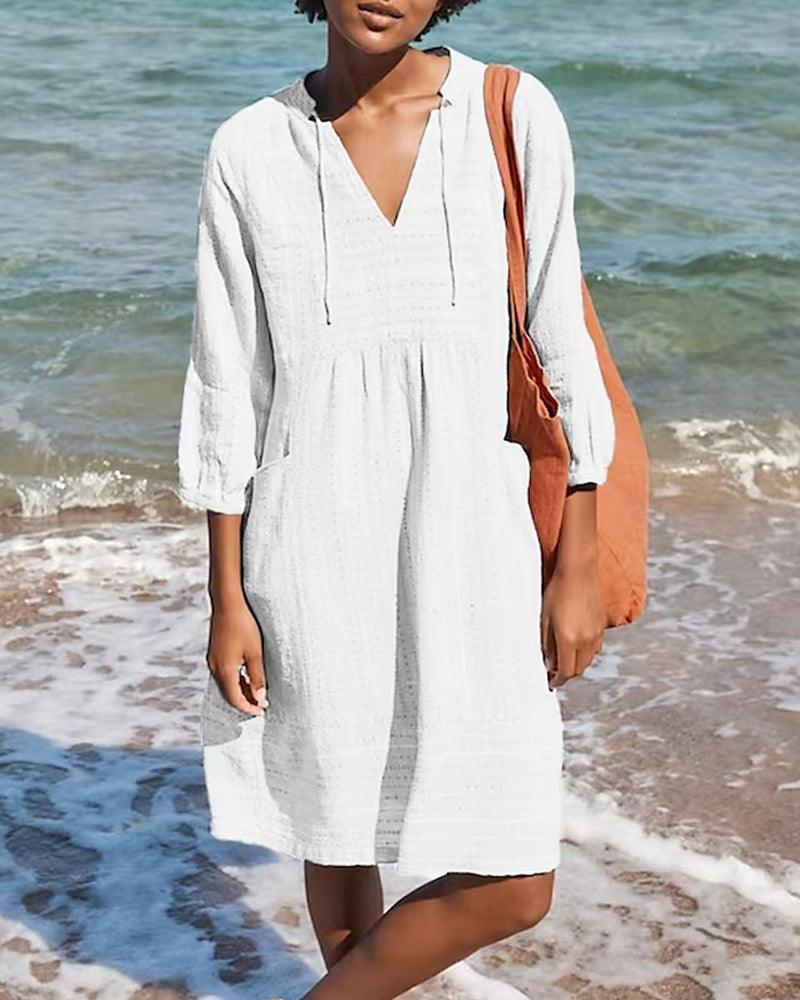 Women's Long-Sleeve Shirt Dress Elegant Style