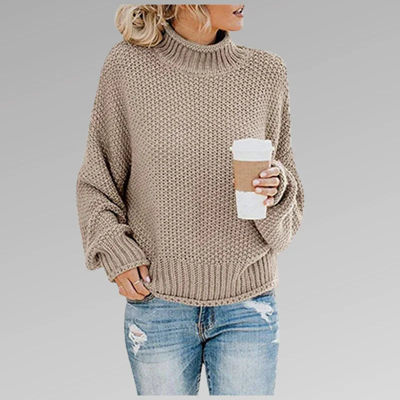 Women's Knit Long Sleeve High Neck Sweater