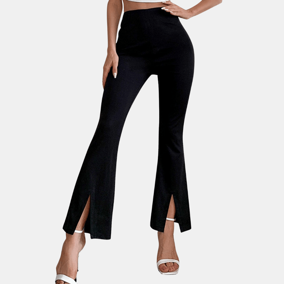 Women's High-Waisted Flare Trousers Stretch Fabric Slim Fit
