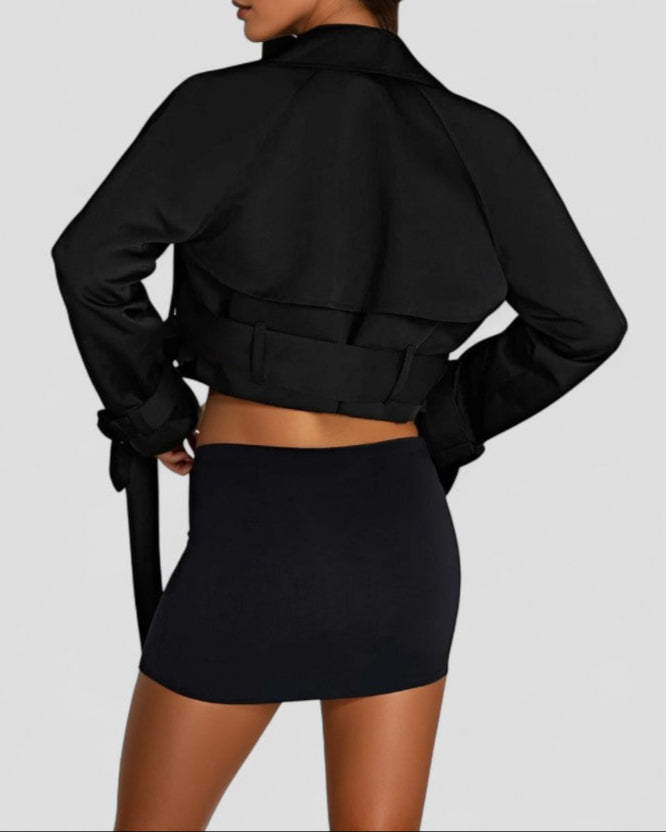 Women's Cropped Belted Trench Jacket