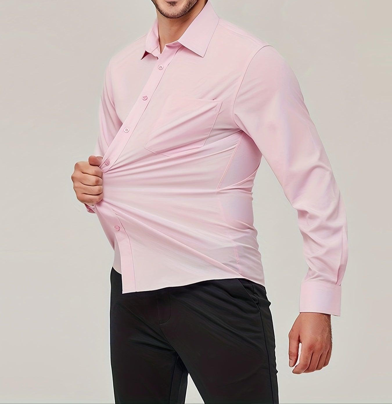 Men’s Long Sleeve Dress Shirt Cotton Breathable Modern Fit