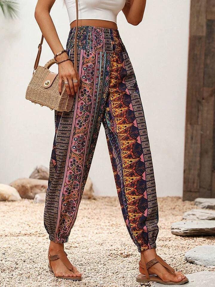 Women's Harem Trousers Bohemian Elephant Print