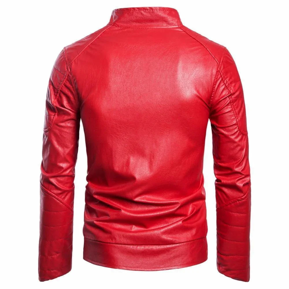 Men's Leather Jacket Diamond Pattern