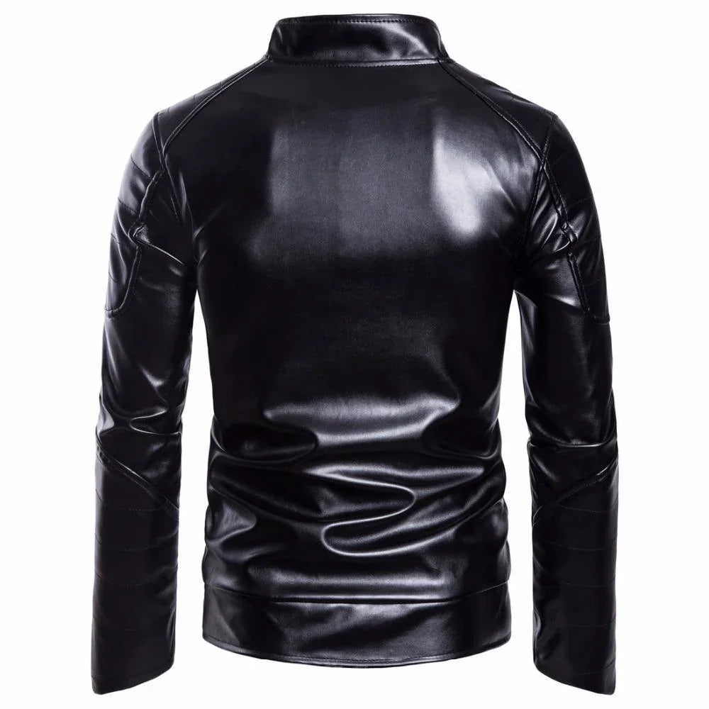 Men's Leather Jacket Diamond Pattern