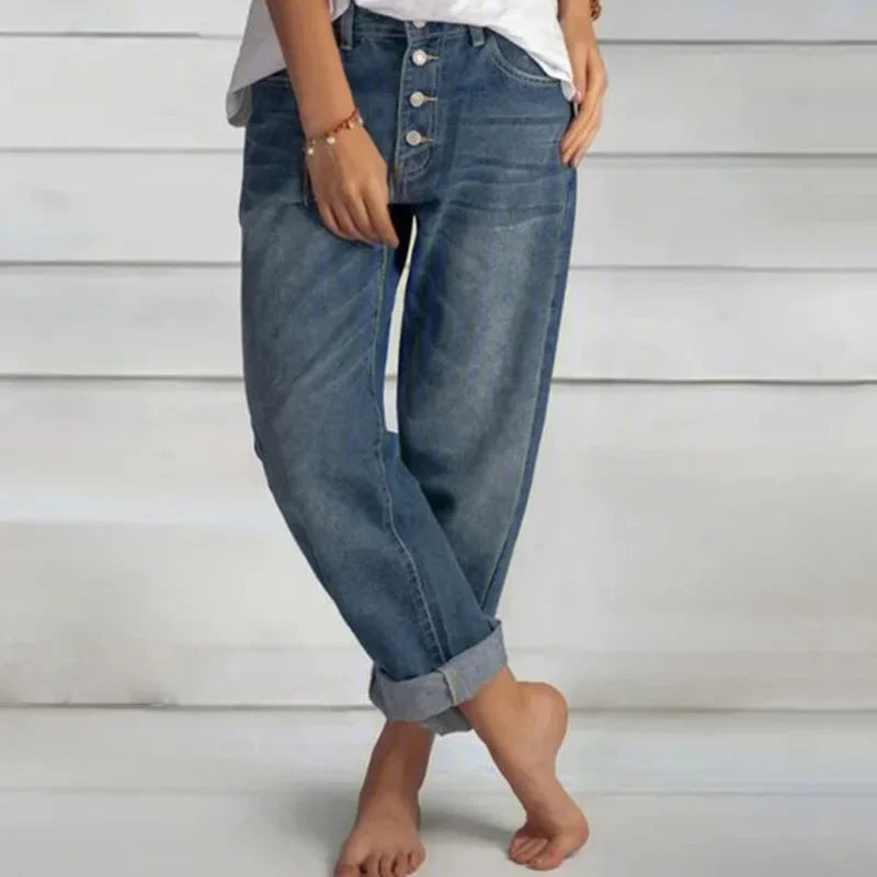 Women's Loose Fit High-Waisted Denim Jeans
