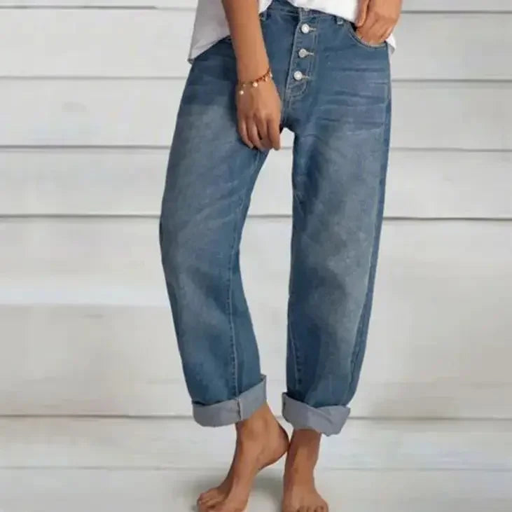 Women's Loose Fit High-Waisted Denim Jeans