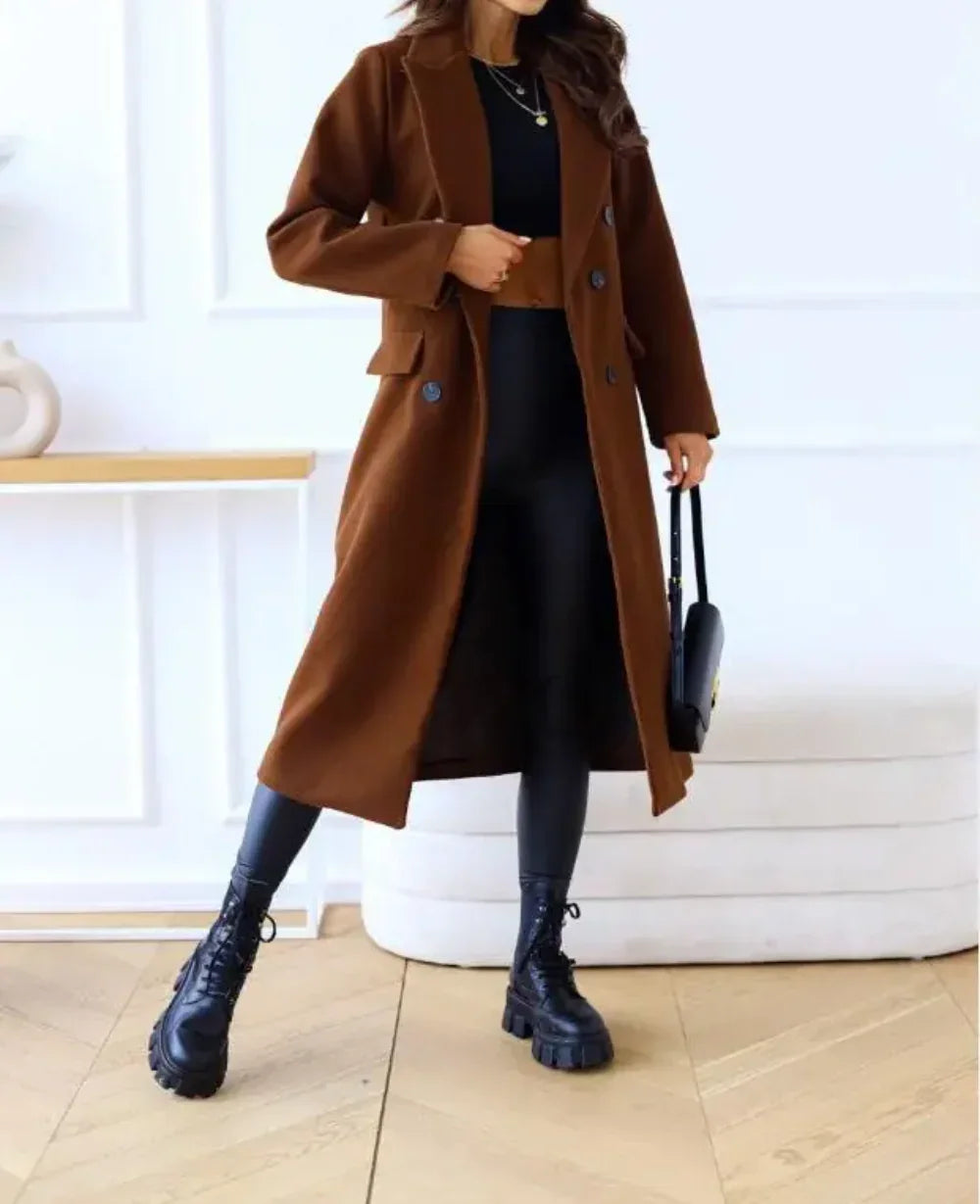 Women's Long Trenchcoat Elegant Fitted