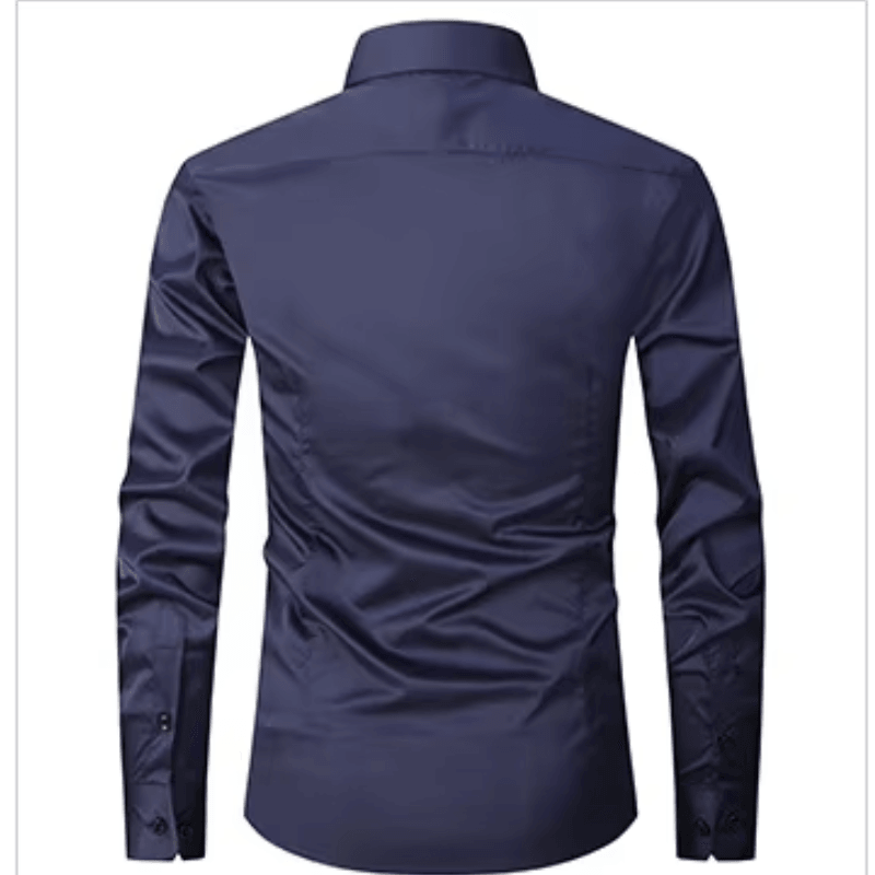 Men's Long Sleeve Slim Fit Shirt with Contrast Buttons