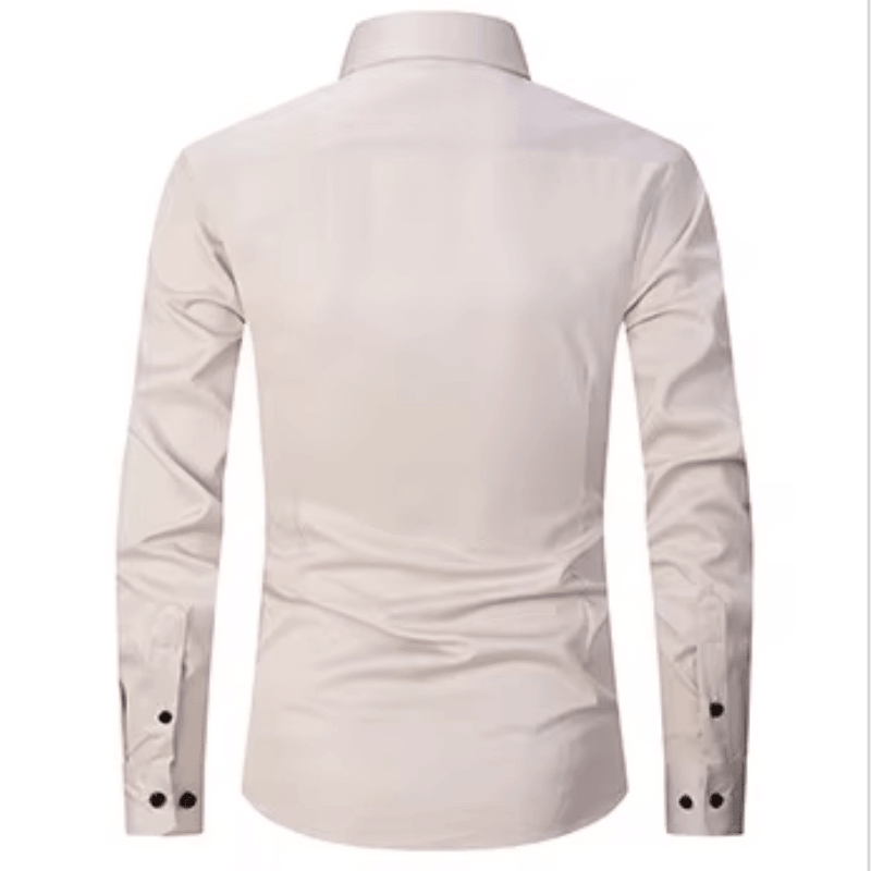 Men's Long Sleeve Slim Fit Shirt with Contrast Buttons