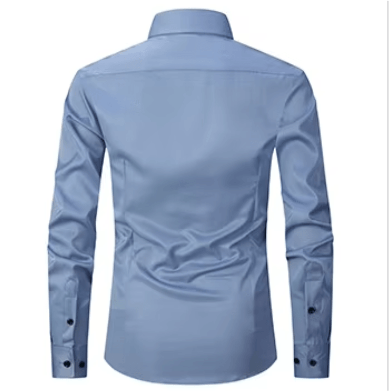 Men's Long Sleeve Slim Fit Shirt with Contrast Buttons