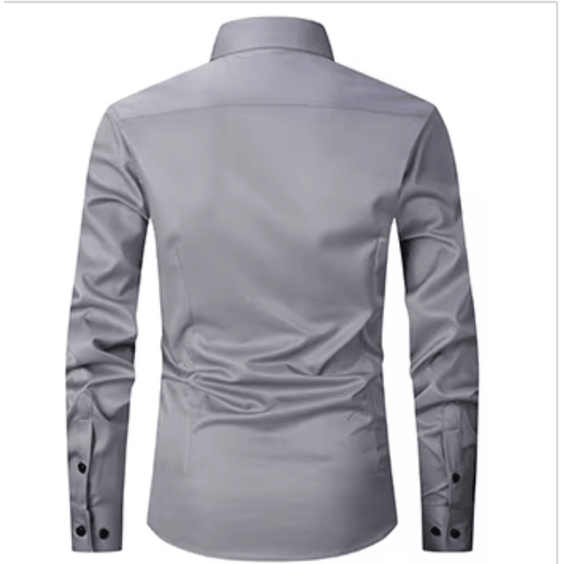Men's Long Sleeve Slim Fit Shirt with Contrast Buttons